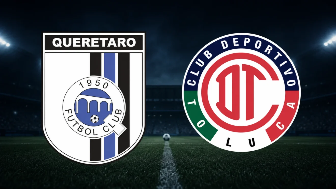 Escudos oficiales de Queretaro y Toluca frente a frente en la Liga MX